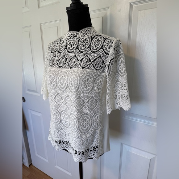 Elie Tahari Elegant White Lace Women's Top - Picture 3 of 11